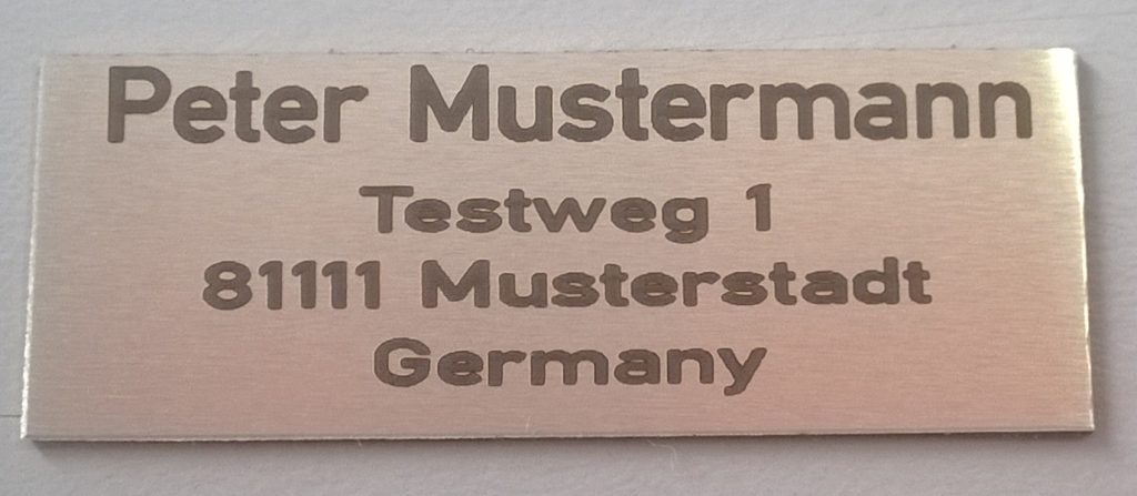 Peter Mustermann Schild - Test Schild Referenz - Top Qualität